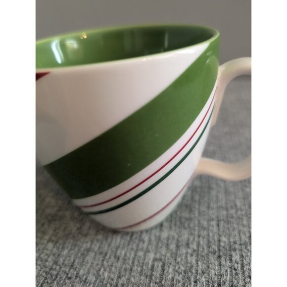 Starbucks Holiday 2007 12oz  Coffee Mug, Green/White/Red Candy/Peppermint Stripe - Picture 3 of 5